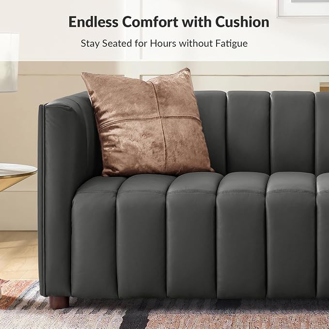 HULALA HOME 83" Genuine Leather Sofa - Image 4