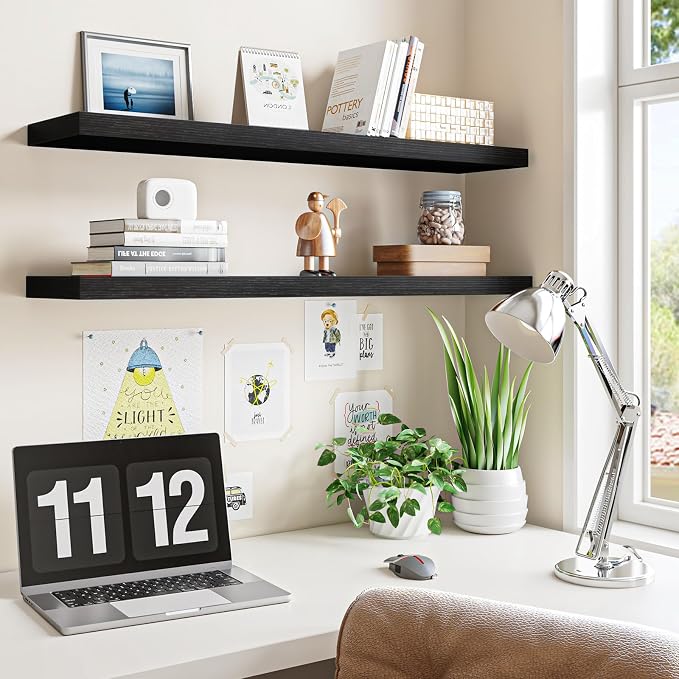 Fixwal Floating Shelves for Wall, 35.4" Long Heavy Duty Wall Mounted Rustic - Image 4