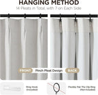 Joydeco 100% Blackout Pleated Curtains, Linen Window Curtains 2 Panel Sets 108 - Image 3