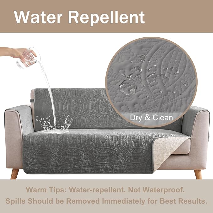 Large Gray Recliner Chair Covers, Quilted Décor Water-Repellent Lazy Boy Chair - Image 6