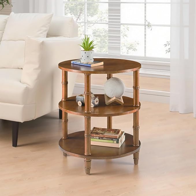 3-Tier Solid Wood Round End Table, Sofa Side Table - Image 4