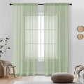 Light Green Sheer Curtains 84 Inches Long 2 Panels by OVZME