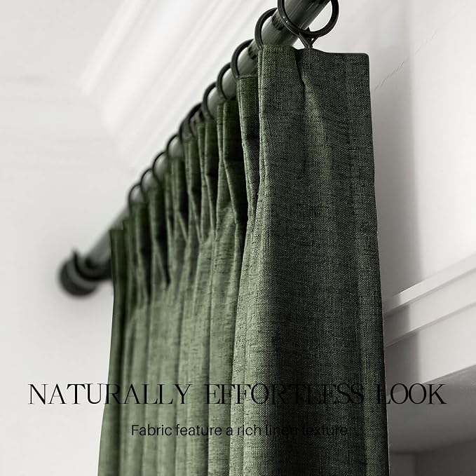 Pinch Pleated Linen Curtains 100% Blackout 102 Inches Long - Image 7