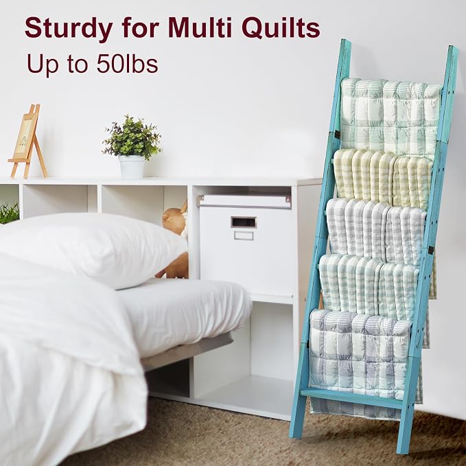 Honest Blanket Ladders for The Living Room, 6-Tier Blanket Holder, Wall-Leaning - Image 5