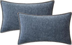 MIULEE Decorative Lumbar Throw Pillow Covers 12x20 in Dark Grey Blue 2 Pack | - Image 8
