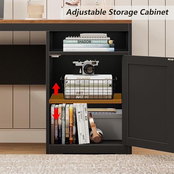 YOMILUVE 63" Farmhouse L Shaped Executive Desk - Image 6