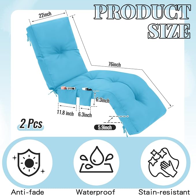 Outdoor Chaise Lounge Cushions - Image 2