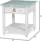 Sea Winds Trading Picket Fence End Table Distressed Bleu White Finish - Image 2