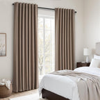 Topfinel 92 inch Long 100% Blackout Drapes 2 Panels Linen Texture Curtains Warm - Image 7