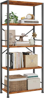 Furologee 5 Tier Book Shelf, Tall Wide Bookshelf, Industrial Open Bookcase by Furologee