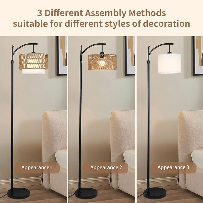 ZECOXOL Arc Floor Lamp for Living Room Boho Floor Lamps - Image 3