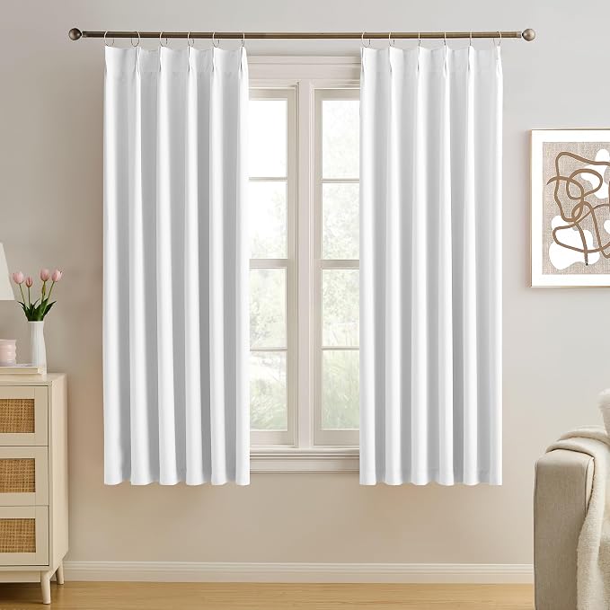 Pleated White Curtains 72 Inches Long by KEQIAOSUOCAI