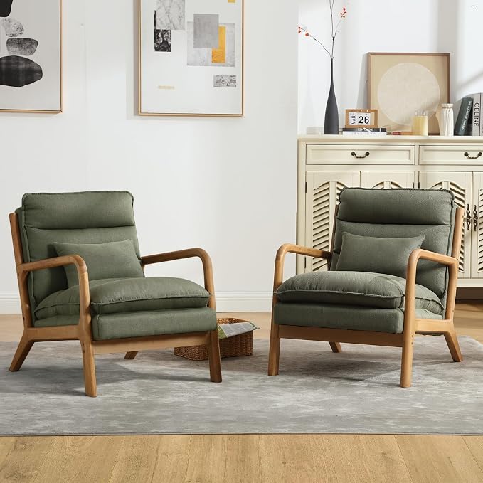 INZOY Accent Chairs Set of 2, Mid Century Modern Accent Chair by INZOY