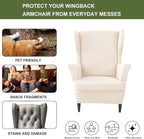 HAOYONG Wing Chair Slipcovers Waterproof Spandex Wingback Chair Covers 2 Pieces - Image 5