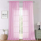 Light Pink Sheer Curtains 120 Inches Long 2 Pcs, Solid Voile Light Filtering by Lecloud