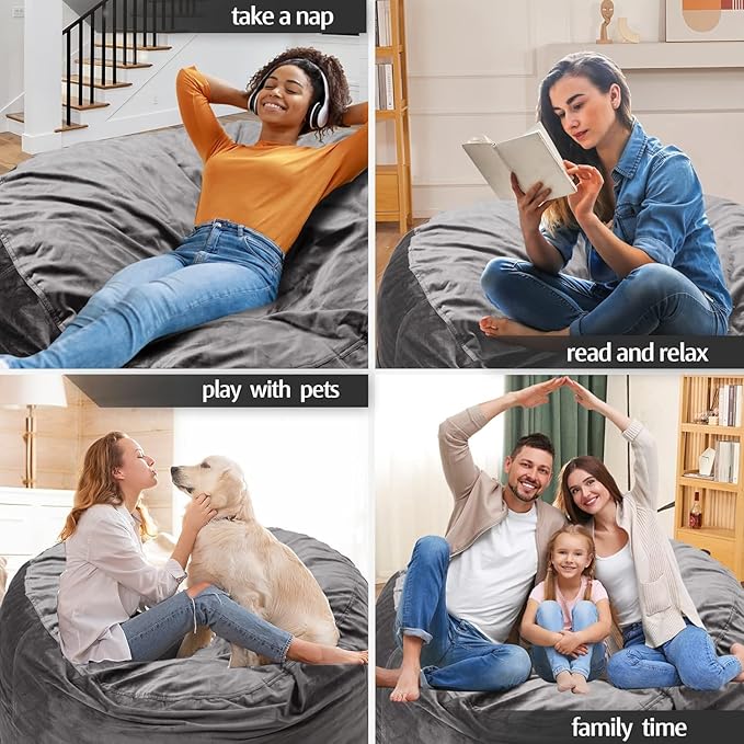 Bean Bag Chairs, Memory Foam Stuffing Bean Bag Chair - Image 6