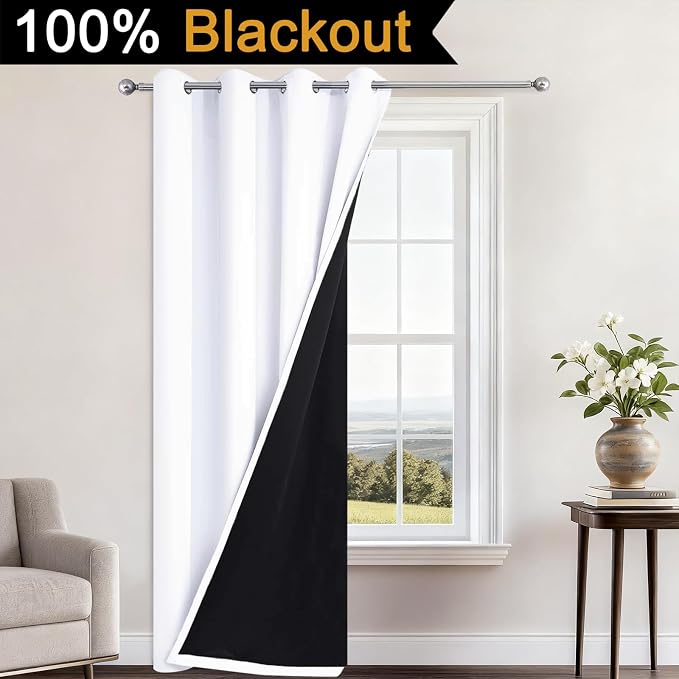 Yakamok Pure White 100% Blackout Curtains 96 Inches Long 52" Wide 1 Panel | - Image 2