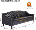 LEVNARY Mid-Century Modern Leather Couch, Chesterfield Sofa Sleeper Settee - Image 2