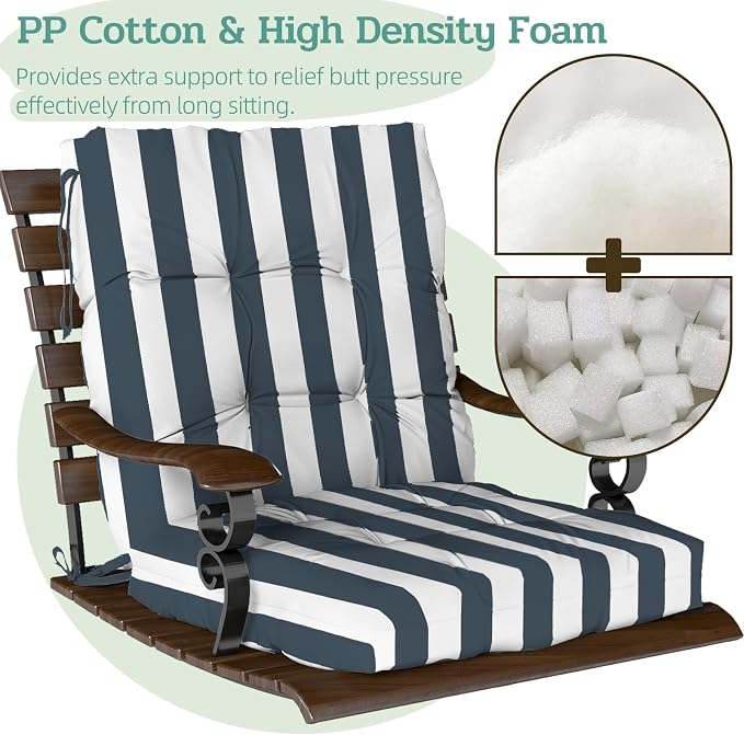 Outdoor Chair Cushions Set of 2, High Back Soft Seat Pad - Image 4