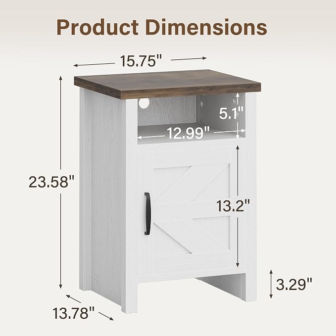 JUMMICO Farmhouse Nightstand, Modern Bedside Table - Image 7