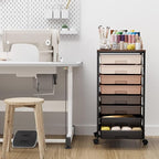 TOOLF Rolling Carts with Wheels, 8-Drawer Utility Cart, Wooden Tabletop Storage - Image 2