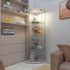 LFT HUIMEI2Y Glass Display Corner Cabinet 4-Shelf, Curio Cabinets Fast - Image 3