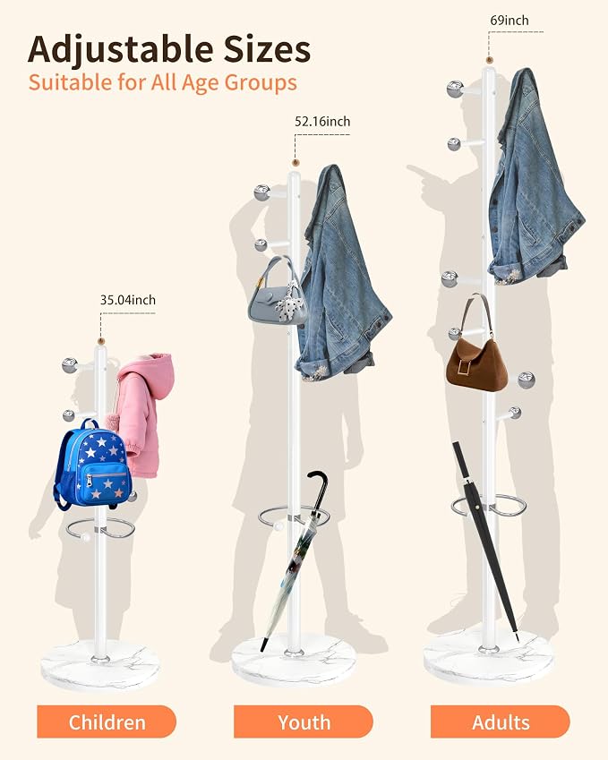 ZOZOE Metal Coat Rack Stand, Modern Coat Rack Freestanding - Image 4
