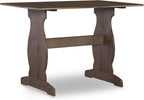 Linon Lucy Natural Wood and Linen Upholstered Corner Nook Kitchen Dining Set - Image 9