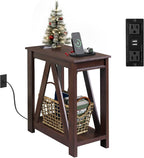 WLIVE Narrow End Table with Charging Station of Open Storage Shelf，Sofa Side - Image 9