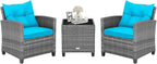 HAPPYGRILL 3 Pieces Patio Conversation Set, Outdoor Furniture Set PE Rattan by HAPPYGRILL