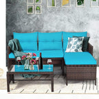 Tangkula Patio Corner Sofa Set 3 Piece, Outdoor Rattan Sofa Set, Includes - Image 4