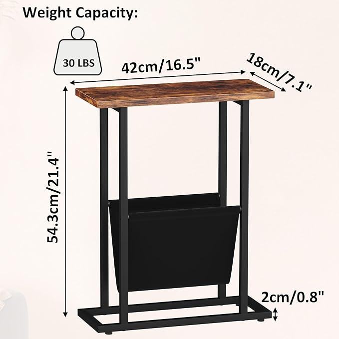 Yusong Narrow Side Table for Small Spaces, Small End Table - Image 3