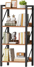 HOOBRO Bookshelf, 4-Tier Industrial Bookcase, Book Shelf Storage Organizer by HOOBRO