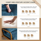VINGLI Chenille Mid-Century Modern Accent Chair, Cute Reading Arm Chair - Image 3