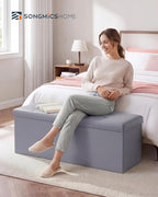 SONGMICS HOME Storage Ottoman, Removable Lid, Foldable Foot Stool, PU Leather - Image 2