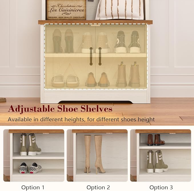 CSZZD Hall Tree with Bench and Shoe Storage, Entryway Bench with Coat Racks and - Image 3