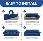 Stretch Couch Covers for Sofa, 3 Cushion Couch Slipcover, Classic Blue - Image 7