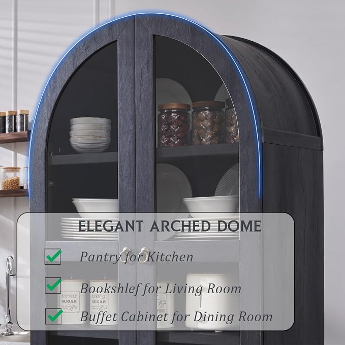 IFGET 71" Tall Arched Kitchen Pantry Cabinet, Wood Kitchens Storage Cabinets - Image 4