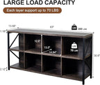 8 Cube Storage Organizer Bookshelf, Industrial Horizontal Bookcase, Accent - Image 2