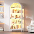 HNEBC Arched Book Shelf with Glass Doors, LED Bookcase with RGB Lights - Image 8