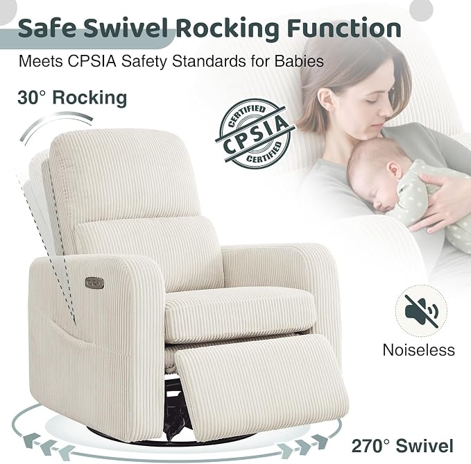 Swivel Rocker Recliner, Oversized Power Recliner Glider - Image 3