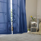 Royal Blue Sheer Curtains 78 Inches Long 2 Panels Set, Privacy Light Filtering - Image 2