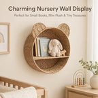 Woven Wall Basket Shelf Bear Nursery Decor — Boho Handwoven Hanging Wall Decor - Image 4