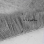 duduta Grey Faux Sheepskin Runner Rugs 2x6 ft, Fluffy Fur Couch Covers | Shag - Image 2