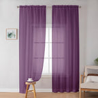 Plum Sheer Curtains, Sheer Curtains 84 Inches Long 2 Panels Set, Rod Pocket - Image 2