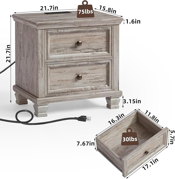 SAVOR LIFE Farmhouse Nightstand - Image 2