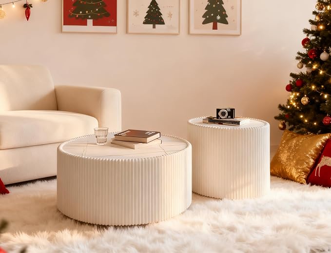 Round Marble End Table, 17.72" White Small Side Table - Image 8