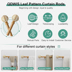 QDWIS Boho Wood Curtain Rods for Windows 66 to 120 inch, Rustic Decorative - Image 6