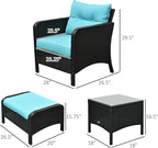 Outsunny 5 Pieces Rattan Wicker Lounge Chair Outdoor Patio Conversation Set - Image 7