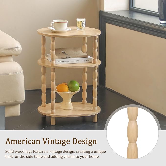 MaxSmeo End Table with Charging Station, Small Oval Side Table - Image 5